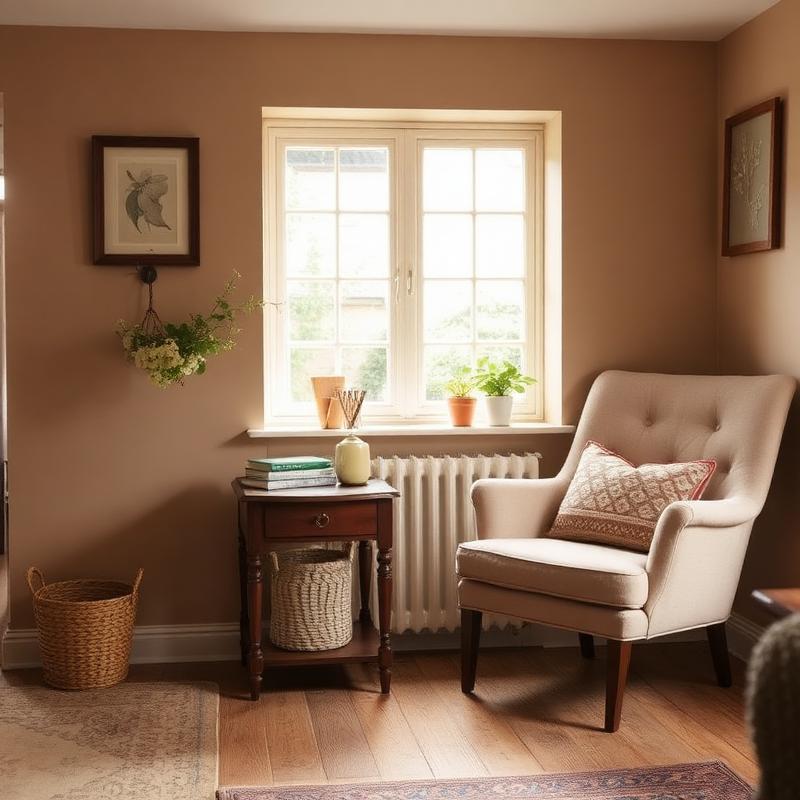 Small vintage furniture in a warm period-style living room